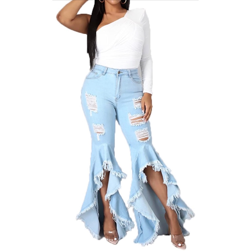 XXL Bell Bottom Distressed Jeans 2X
